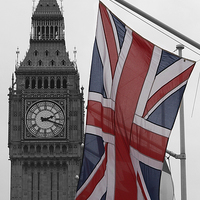 Buy canvas prints of Union Flag & Big Ben by Andy Huntley