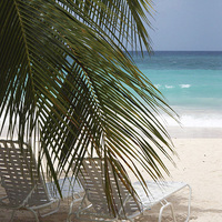 Buy canvas prints of Sunbeds in Barbados by Andy Huntley