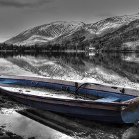 Buy canvas prints of Blue Boat on Lake Grasmere by Andy Huntley