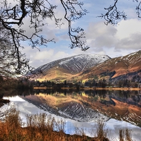 Buy canvas prints of Reflection on Lake Grasmere by Andy Huntley