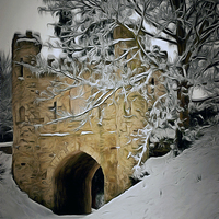 Buy canvas prints of  Reigate Castle in Winter by Andy Huntley