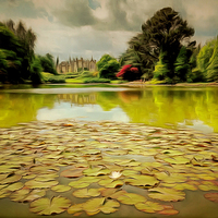 Buy canvas prints of  Lily pads on Lake at Sheffield Park by Andy Huntley
