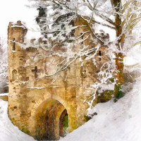 Buy canvas prints of  Reigate Castle in Winter by Andy Huntley