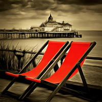 Buy canvas prints of  Eastbourne Pier plus deckchairs by Andy Huntley