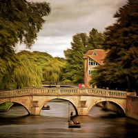 Buy canvas prints of  Punting on River Cam by Andy Huntley