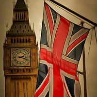 Buy canvas prints of  Union Flag outside Westminster by Andy Huntley