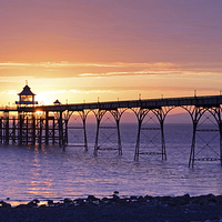 Buy canvas prints of Clevedon Pier Sunset by Carolyn Eaton