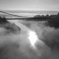 Buy canvas prints of  Clifton Suspension Bridge in the Fog by Carolyn Eaton