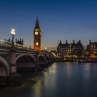 Buy canvas prints of Westminster Bridge and Big Ben, London by Carolyn Eaton