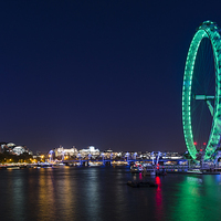 Buy canvas prints of  The London Eye at Night by Carolyn Eaton