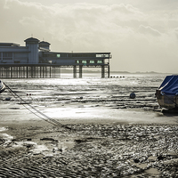 Buy canvas prints of  The Grand Pier and Beach, Weston-super-Mare by Carolyn Eaton