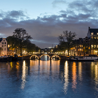 Buy canvas prints of  Amsterdam at Night by Carolyn Eaton