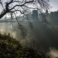 Buy canvas prints of  A Misty Clifton Suspension Bridge, Bristol by Carolyn Eaton