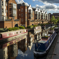 Buy canvas prints of  Birmingham Canal and Barges by Carolyn Eaton