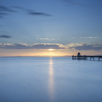 Buy canvas prints of Sunset at Clevedon Pier by Carolyn Eaton