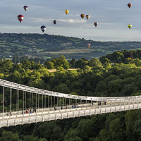 Buy canvas prints of  Balloons over the Clifton Suspension Bridge, Bris by Carolyn Eaton
