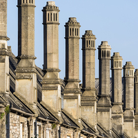 Buy canvas prints of  Chimneys on Cottages, Vicars's Close, Wells by Carolyn Eaton
