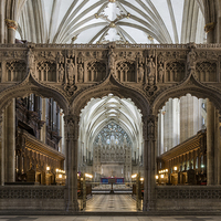 Buy canvas prints of  Through the Screen, Bristol Cathedral by Carolyn Eaton
