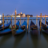 Buy canvas prints of Venice, Gondolas After Dark by Carolyn Eaton