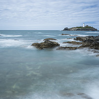 Buy canvas prints of High Tide at Godrevy, Cornwall by Carolyn Eaton