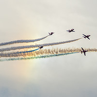 Buy canvas prints of Red Arrows and a Rainbow at Chatsworth by Carolyn Eaton