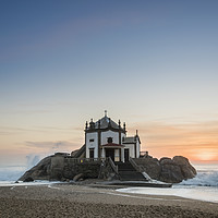 Buy canvas prints of Sunset at the Chapel on the Beach, Portugal  by Carolyn Eaton