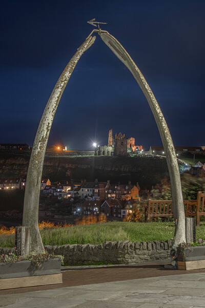 Enchanting Night View of Whitby Picture Board by Alan Tunnicliffe