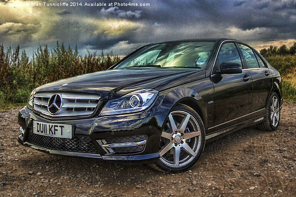 Sleek Black Mercedes A Symbol of German Engineerin Picture Board by Alan Tunnicliffe