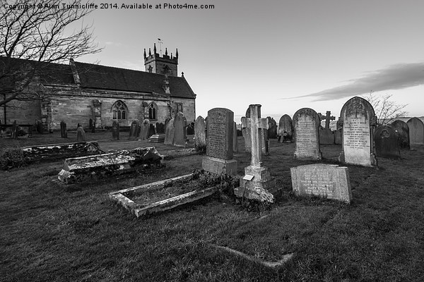  Church and gravestones Picture Board by Alan Tunnicliffe