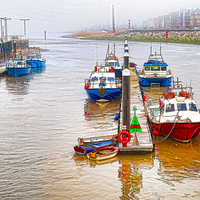 Buy canvas prints of Vibrant Fishing Boats by Alan Tunnicliffe