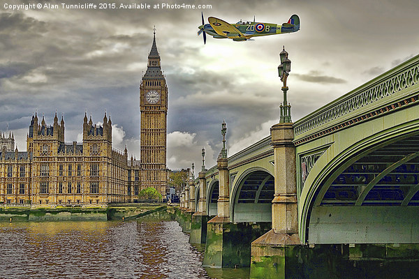 Spitfire over Big Ben  Picture Board by Alan Tunnicliffe