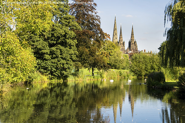  Reflections of Lichfield Cathedral Spires Picture Board by Alan Tunnicliffe