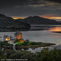 Buy canvas prints of Eilean Donan Castle at dusk. by Alan Tunnicliffe