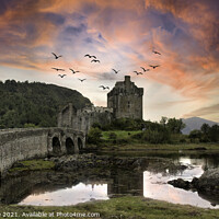 Buy canvas prints of Majestic Eilean Donan Castle at Sunset by Alan Tunnicliffe