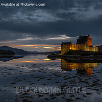 Buy canvas prints of Majestic Sunset at Eilean Donan Castle by Alan Tunnicliffe