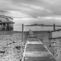 Buy canvas prints of Jetty to Roe Island by Jane Hitchcock