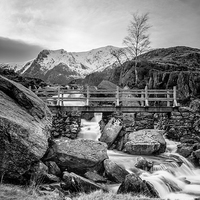 Buy canvas prints of  Icy Waters at Rhaeadr Idwal B&W by Christine Smart