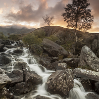 Buy canvas prints of  Sunset at Rhaeadr Idwal by Christine Smart