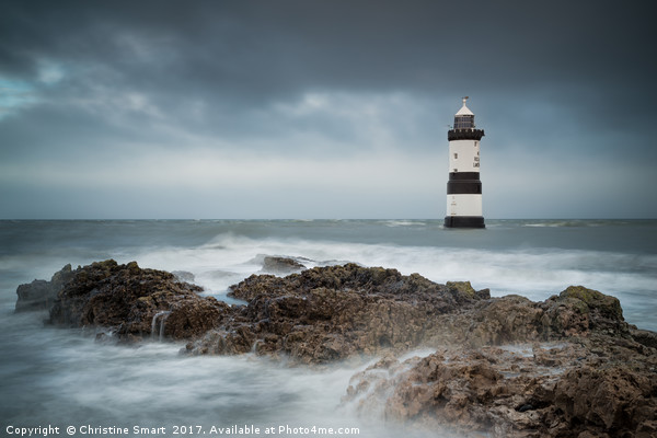 Penmon Lighthouse, Turbulent Tides Picture Board by Christine Smart