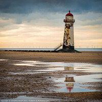 Buy canvas prints of Sunset at Talacre Lighthouse by Christine Smart