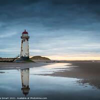 Buy canvas prints of A Cool Sunset at Talacre Lighthouse by Christine Smart