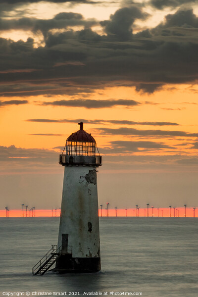 Cloudy Sunset at Talacre Lighthouse Picture Board by Christine Smart
