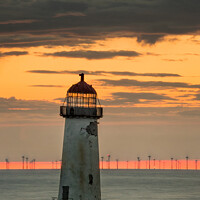 Buy canvas prints of Cloudy Sunset at Talacre Lighthouse by Christine Smart