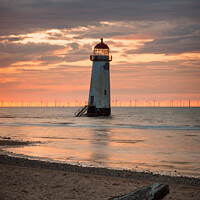 Buy canvas prints of Talacre Lighthouse Driftwood Sunset by Christine Smart