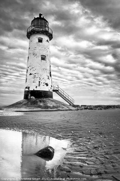 Talacre Lighthouse, North Wales - Black and White Picture Board by Christine Smart