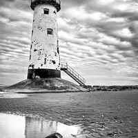 Buy canvas prints of Talacre Lighthouse, North Wales - Black and White by Christine Smart