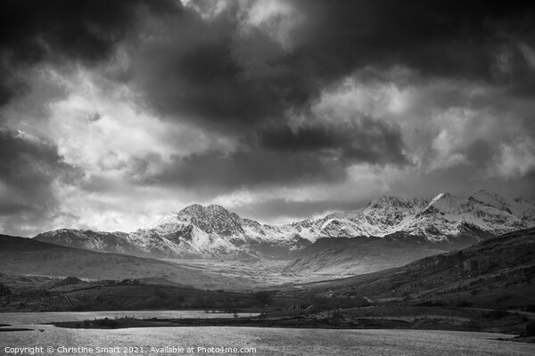 Stormy Skies over Snowdon Horseshoe, Snowdonia - North Wales Picture Board by Christine Smart