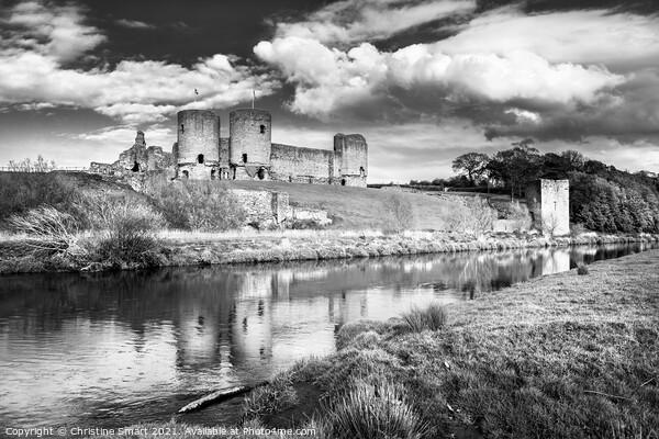 Rhuddlan Castle, North Wales - Black and White Picture Board by Christine Smart