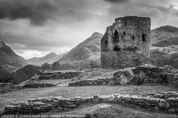Dolbadarn Castle, Llanberis - Snowdonia, Wales Black and White Picture Board by Christine Smart