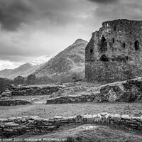Buy canvas prints of Dolbadarn Castle, Llanberis - Snowdonia, Wales Black and White by Christine Smart